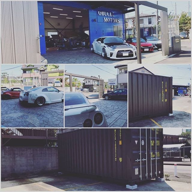 おはようございます(^^)先日は埼玉県にあります「大渕モータース」様駐車場に限定色アーミーグリーン20フィート新品(ワンウェイ)設置させて頂きました。素敵なお車を間近で拝見できました(^^)大渕社長、有難う御座いました！ (Instagram)