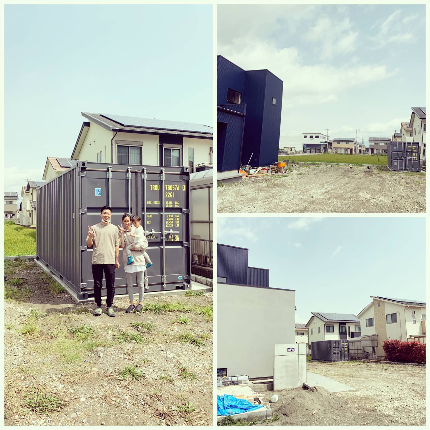 岐阜県揖斐郡️「にいかわ様」ありがとうございました新築ガルバリウムのお住まいに20フィートスレートグレーのコンテナが言い感じに収まりました！（１２フィートコンテナの注文も頂き有り難う御座います）コンテナはお好みでドアや窓、シャッター、換気扇など取り付けたりコンテナハウスでお店や、趣味部屋リモートワークなどにもご利用可能です。お問い合わせはDMか090-3556-1000近藤までお気軽にお問い合わせ下さい。設置場所の確認事項等ございますのでその際はお電話にてお願い致します。　　　　蟹江展示場　　　愛知県海部郡蟹江町　　　大字蟹江新田道西66こちらは常駐しておりませんので、見学のお客様は大変済みませんが、お電話にて来店予約をお願い致します。#ありがとう#感謝#ご縁#岐阜県#揖斐郡#新築#一戸建て#マイホーム#ガルバリウム#ガルバリウム外壁#ガルバリウムの家#倉庫#物置#小屋#diy#世田谷ベース#所ジョージ#趣味部屋#777hayato さんのアイアン雑貨と釣りライフ！#yokapaint #車 好き#バイク 好き#コンテナ#コンテナハウス 造ります#アニキ ありがとう#コンテナジョニー#ジョニーグループ